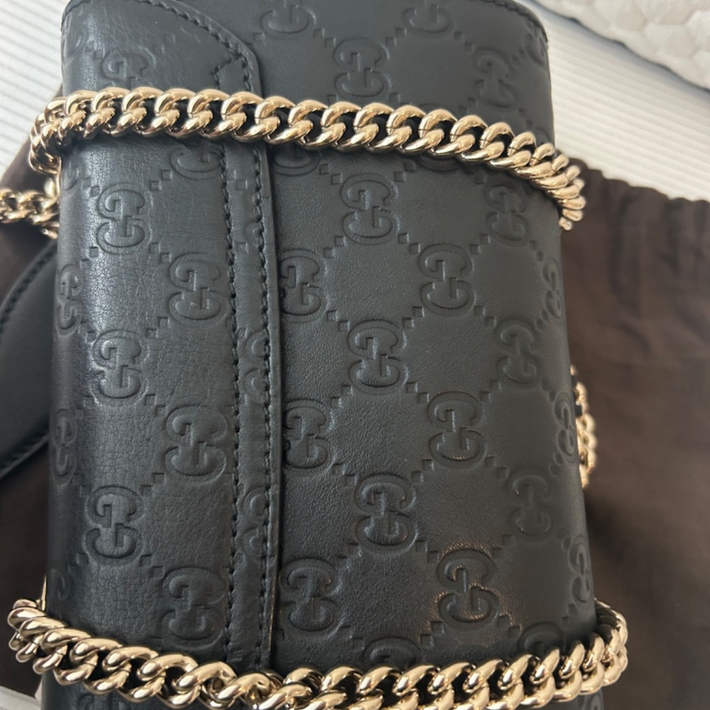 Black microguccissima full leather Emily chain crossbody - Picture 5 of 6